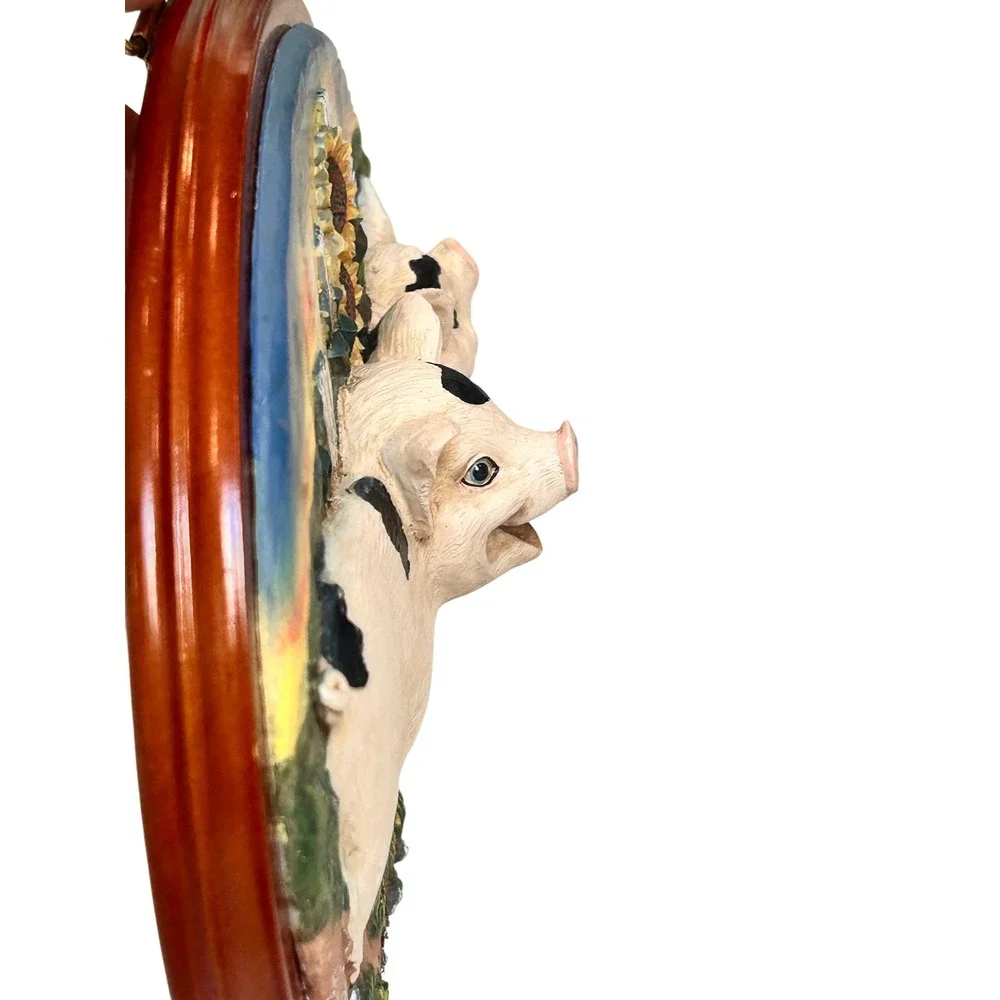 Vintage Country Meadows 3D Pig Wall Plaque Farmhouse Decor Handcrafted Resin
